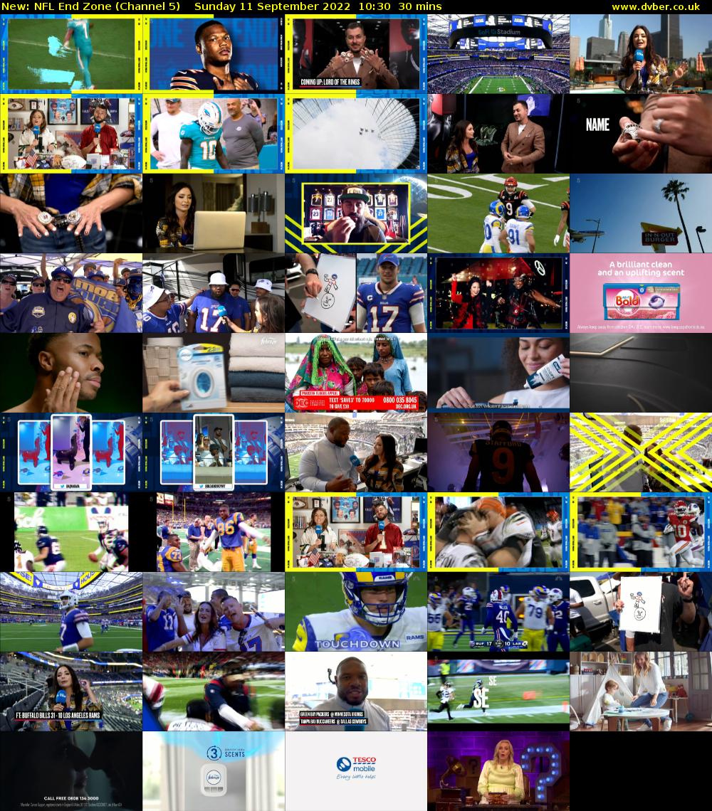 NFL End Zone (Channel 5) Sunday 11 September 2022 10:30 - 11:00