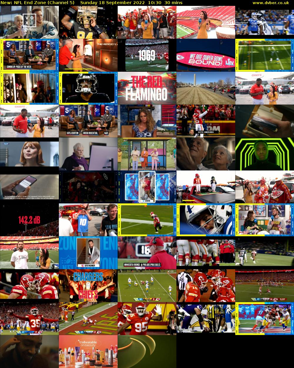 NFL End Zone (Channel 5) Sunday 18 September 2022 10:30 - 11:00