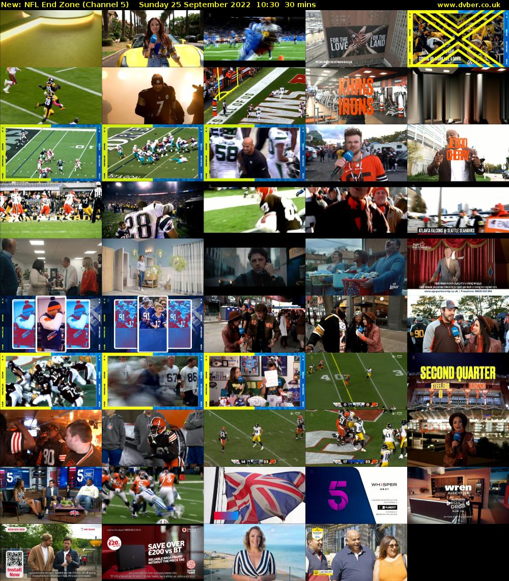 NFL End Zone (Channel 5) Sunday 25 September 2022 10:30 - 11:00