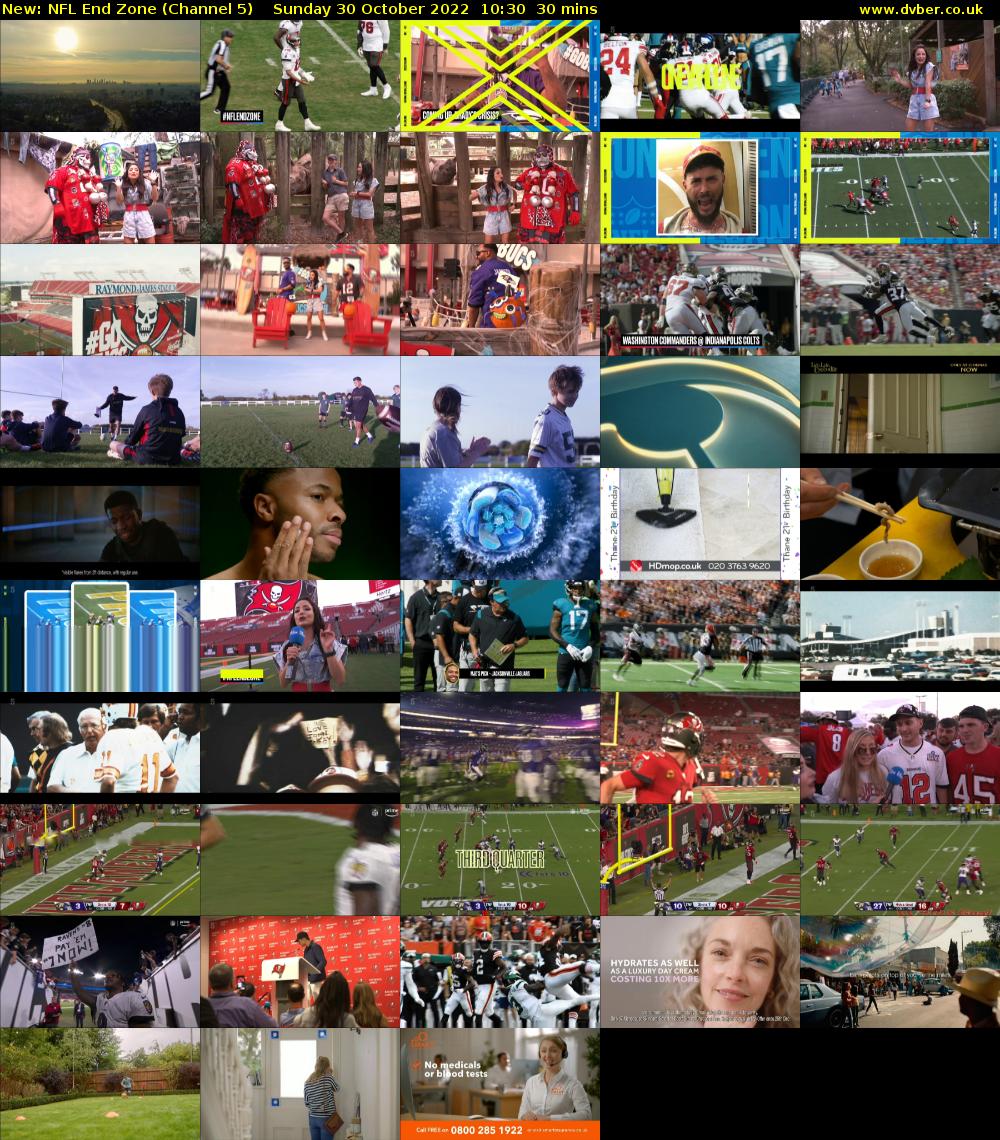 NFL End Zone (Channel 5) Sunday 30 October 2022 10:30 - 11:00