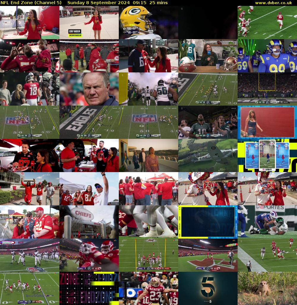 NFL End Zone (Channel 5) Sunday 8 September 2024 09:15 - 09:40