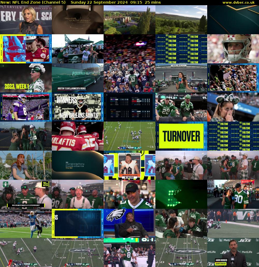 NFL End Zone (Channel 5) Sunday 22 September 2024 09:15 - 09:40