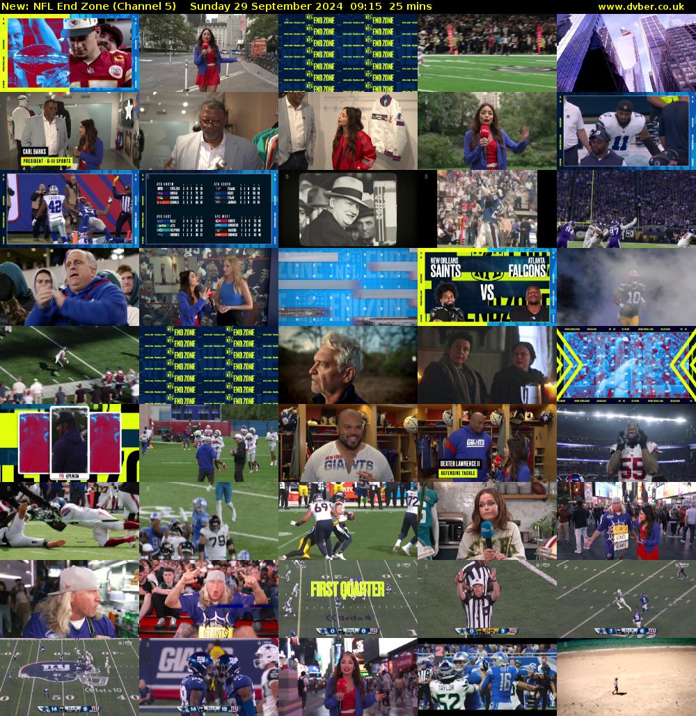 NFL End Zone (Channel 5) Sunday 29 September 2024 09:15 - 09:40