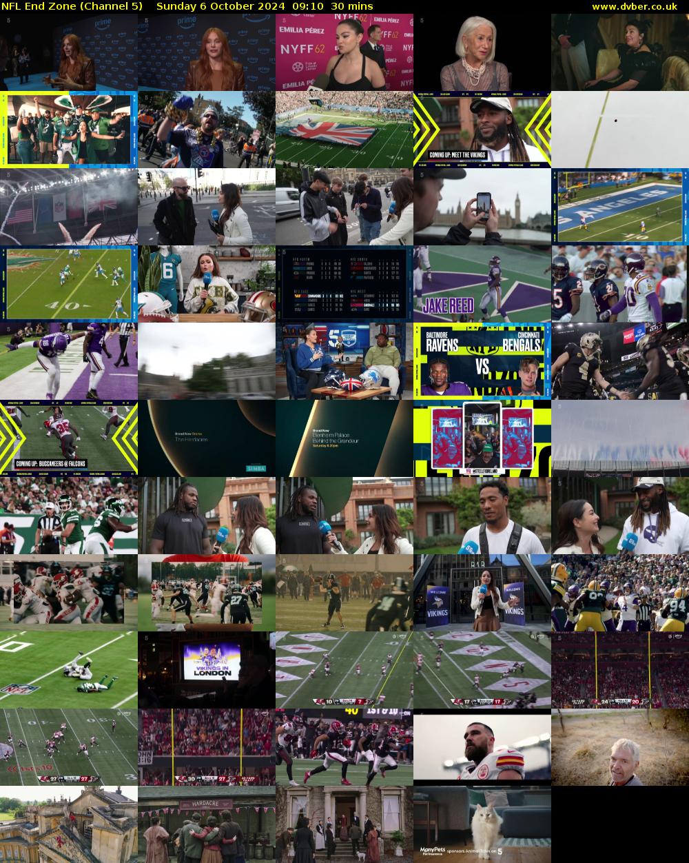 NFL End Zone (Channel 5) Sunday 6 October 2024 09:10 - 09:40