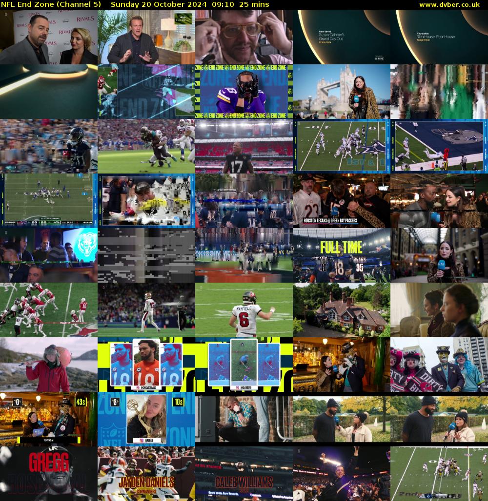 NFL End Zone (Channel 5) Sunday 20 October 2024 09:10 - 09:35