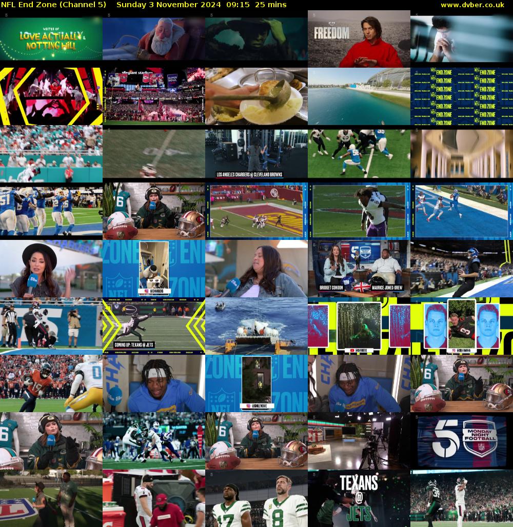 NFL End Zone (Channel 5) Sunday 3 November 2024 09:15 - 09:40