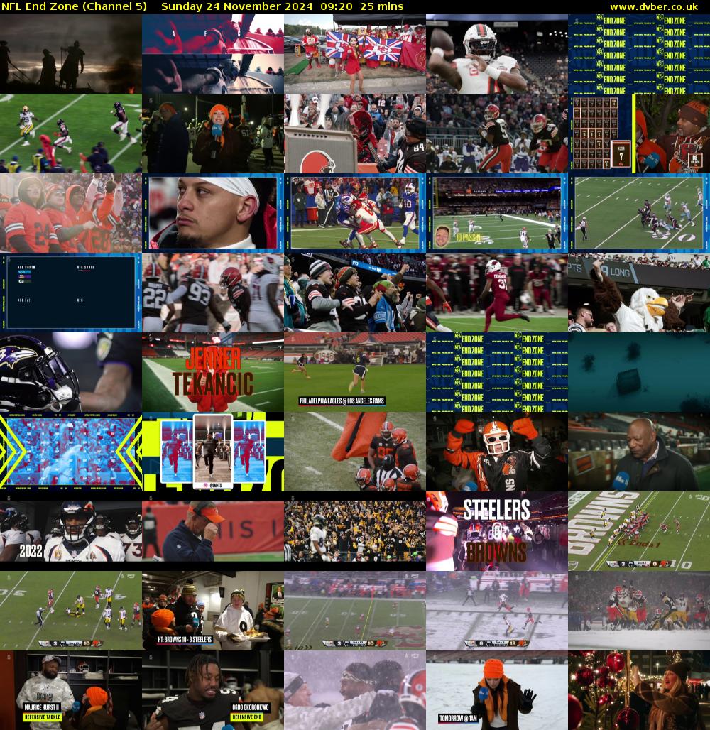 NFL End Zone (Channel 5) Sunday 24 November 2024 09:20 - 09:45
