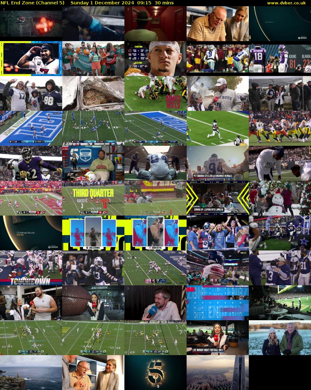 NFL End Zone (Channel 5) Sunday 1 December 2024 09:15 - 09:45