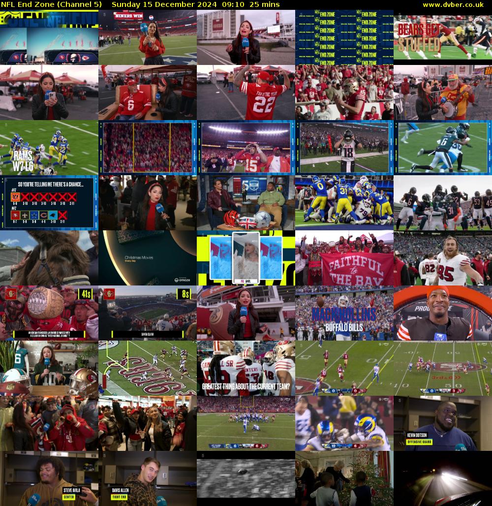 NFL End Zone (Channel 5) Sunday 15 December 2024 09:10 - 09:35