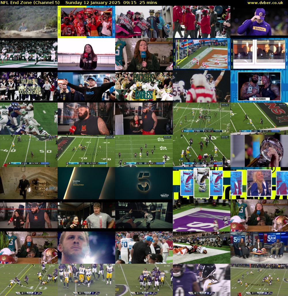 NFL End Zone (Channel 5) Sunday 12 January 2025 09:15 - 09:40