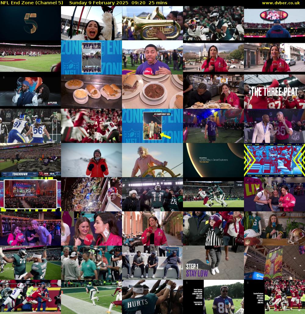 NFL End Zone (Channel 5) Sunday 9 February 2025 09:20 - 09:45