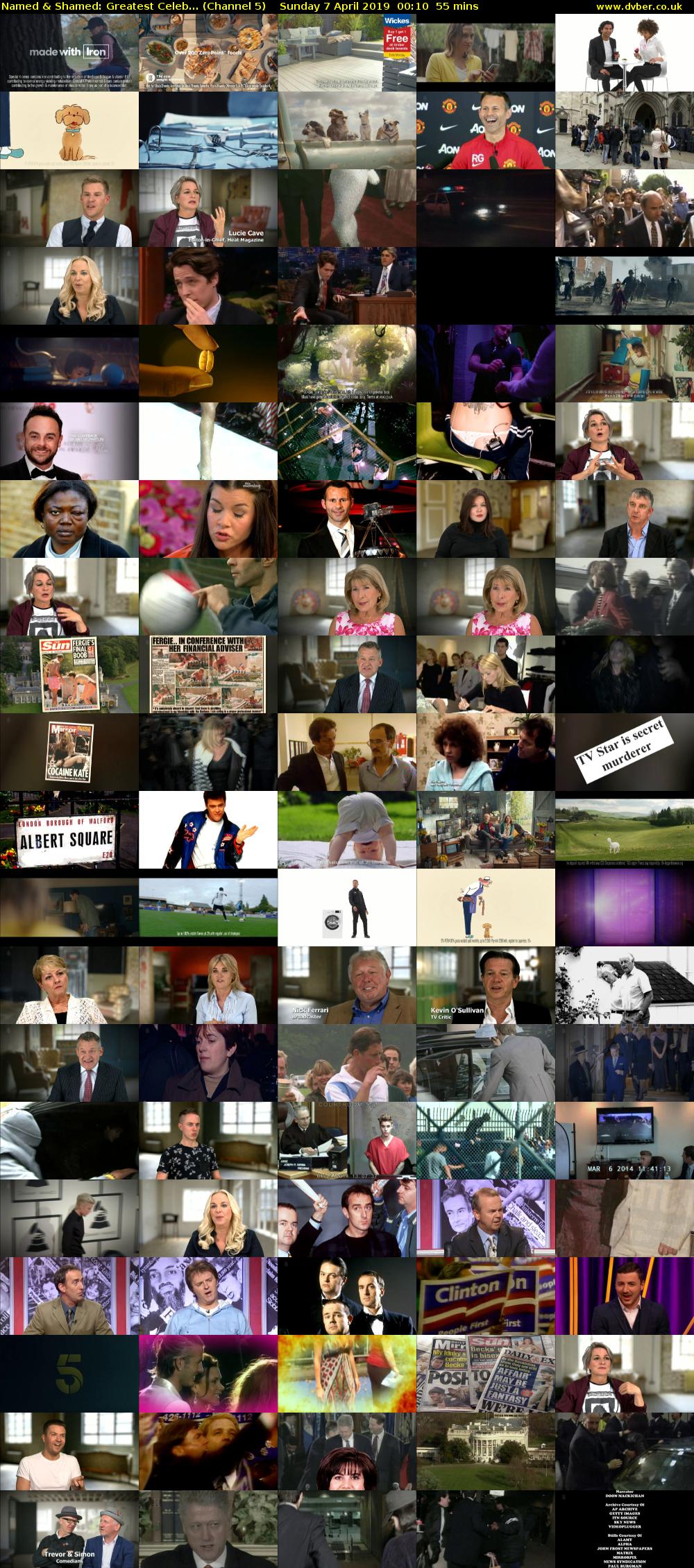 Named & Shamed: Greatest Celeb... (Channel 5) Sunday 7 April 2019 00:10 - 01:05