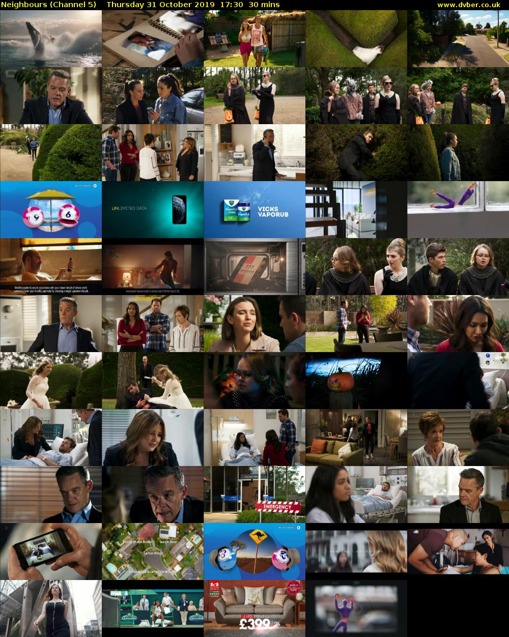 Neighbours (Channel 5) Thursday 31 October 2019 17:30 - 18:00