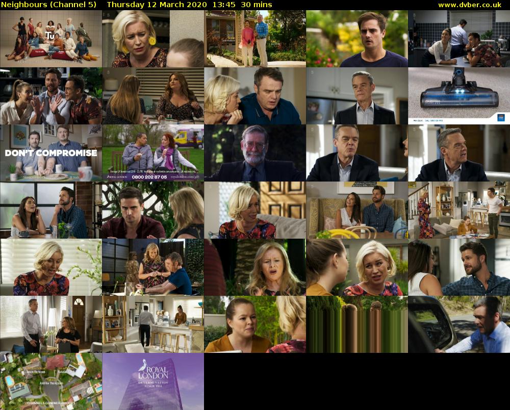Neighbours (Channel 5) Thursday 12 March 2020 13:45 - 14:15