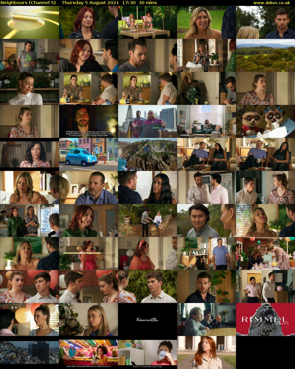 Neighbours (Channel 5) Thursday 5 August 2021 17:30 - 18:00