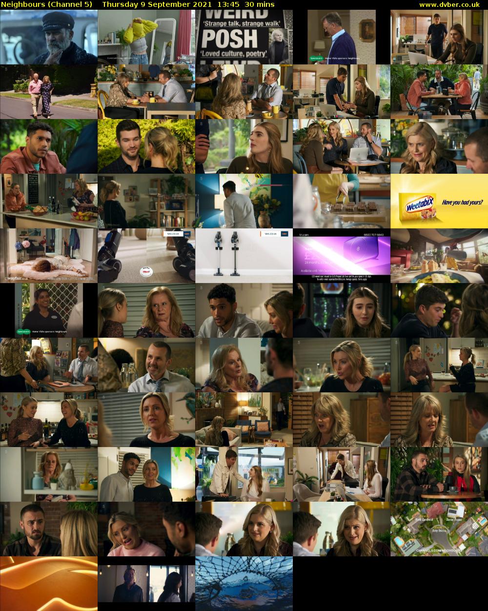 Neighbours (Channel 5) Thursday 9 September 2021 13:45 - 14:15