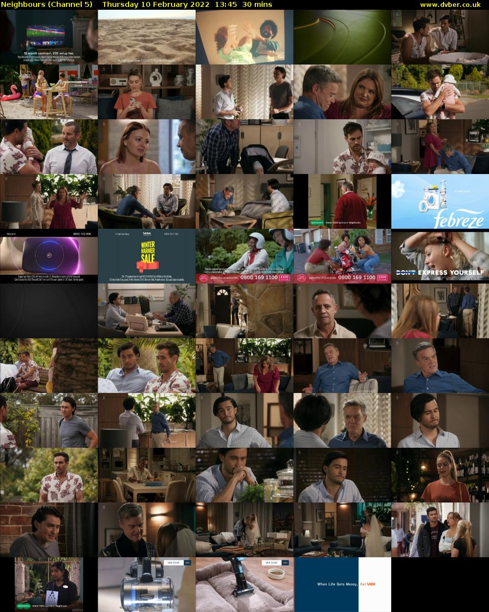 Neighbours (Channel 5) Thursday 10 February 2022 13:45 - 14:15