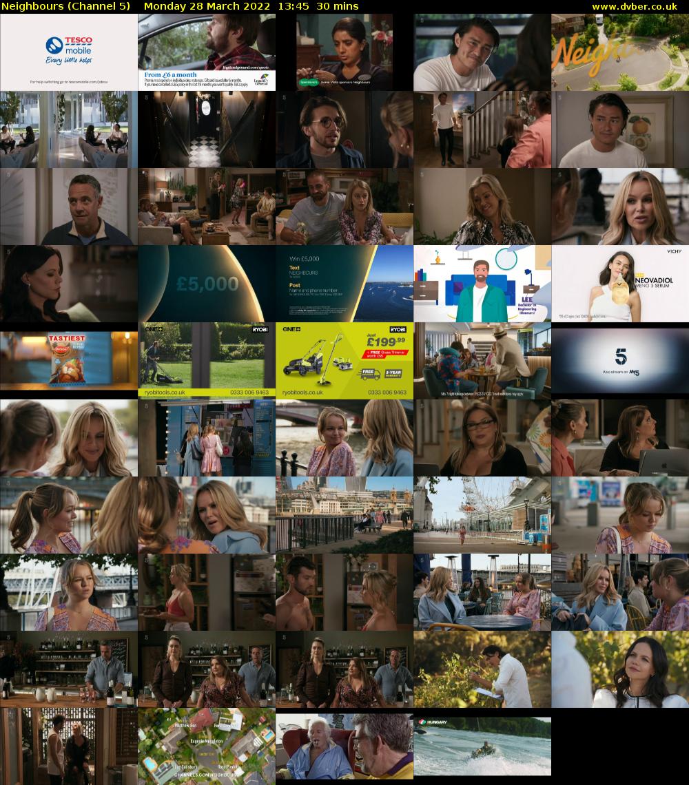 Neighbours (Channel 5) Monday 28 March 2022 13:45 - 14:15