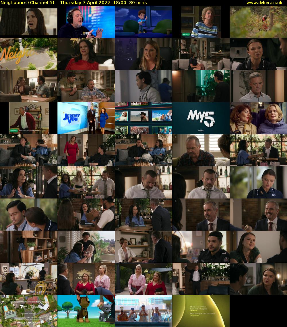 Neighbours (Channel 5) Thursday 7 April 2022 18:00 - 18:30