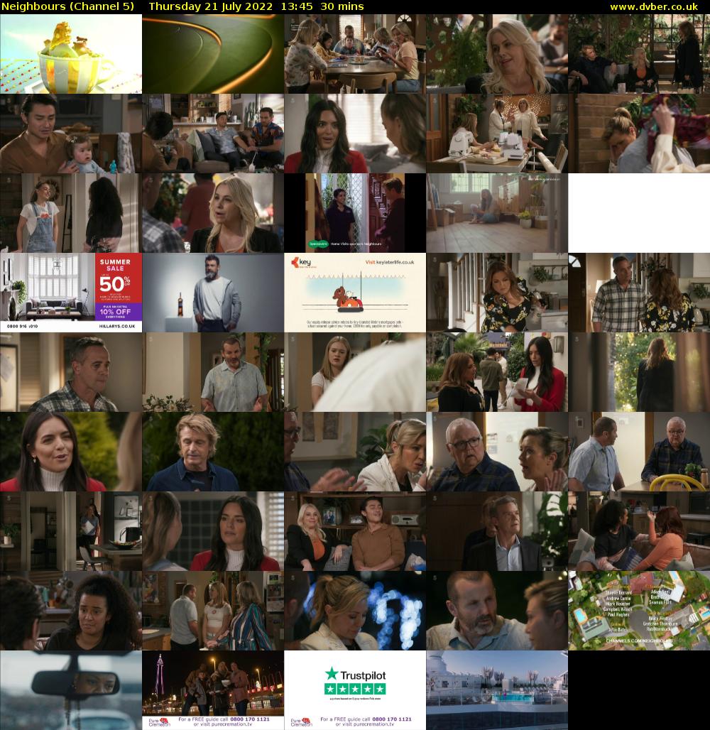 Neighbours (Channel 5) Thursday 21 July 2022 13:45 - 14:15