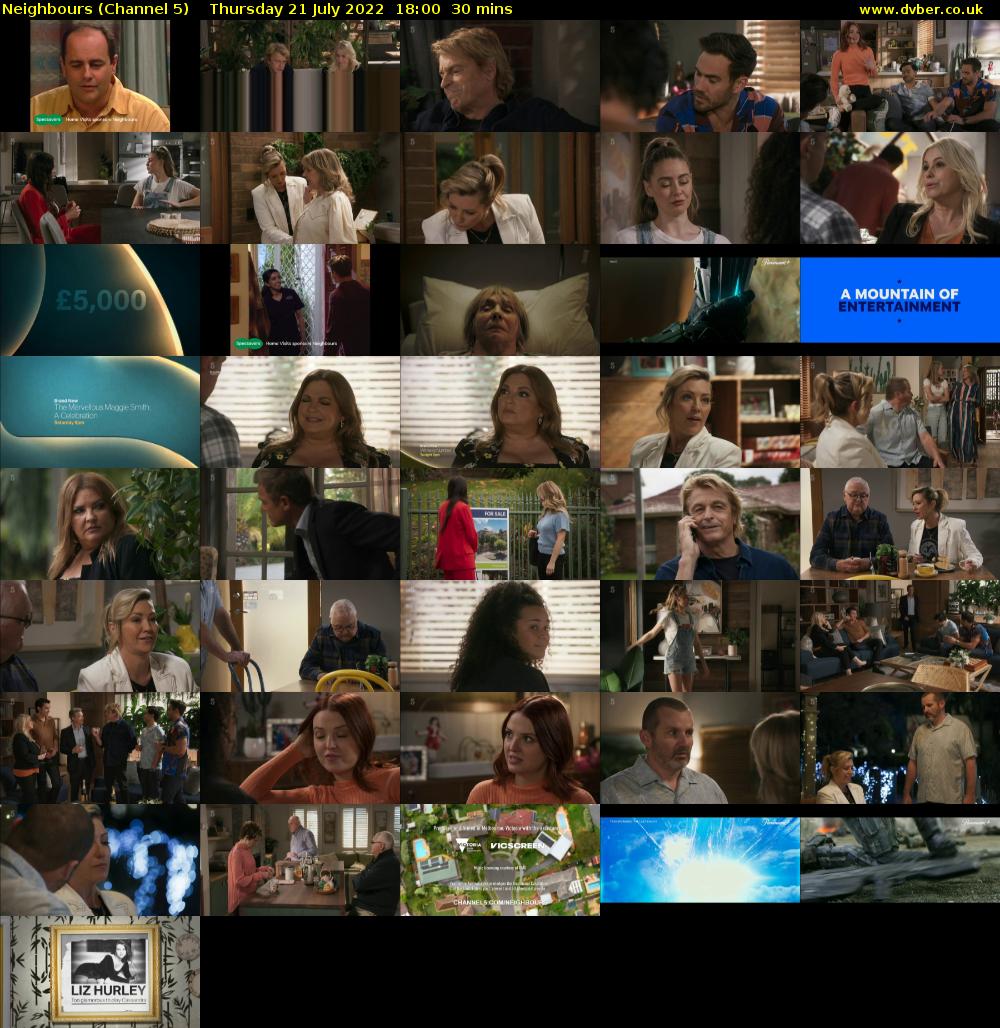 Neighbours (Channel 5) Thursday 21 July 2022 18:00 - 18:30