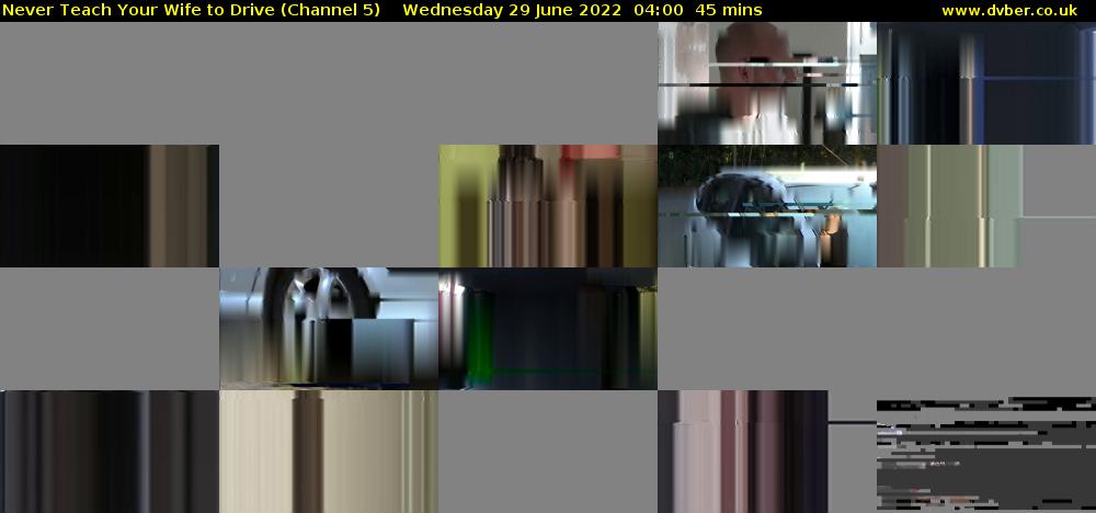 Never Teach Your Wife to Drive (Channel 5) Wednesday 29 June 2022 04:00 - 04:45