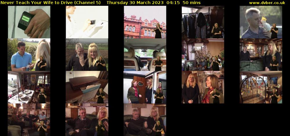 Never Teach Your Wife to Drive (Channel 5) Thursday 30 March 2023 04:15 - 05:05