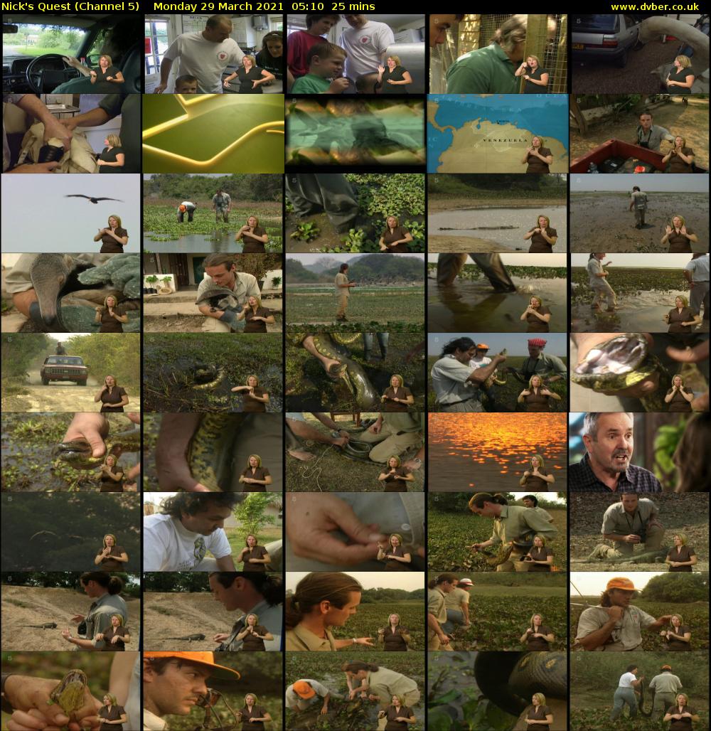 Nick's Quest (Channel 5) Monday 29 March 2021 05:10 - 05:35