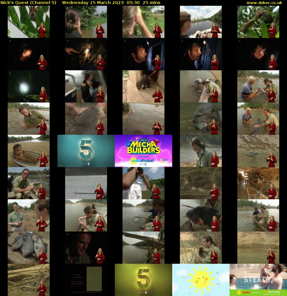 Nick's Quest (Channel 5) Wednesday 15 March 2023 05:30 - 05:55