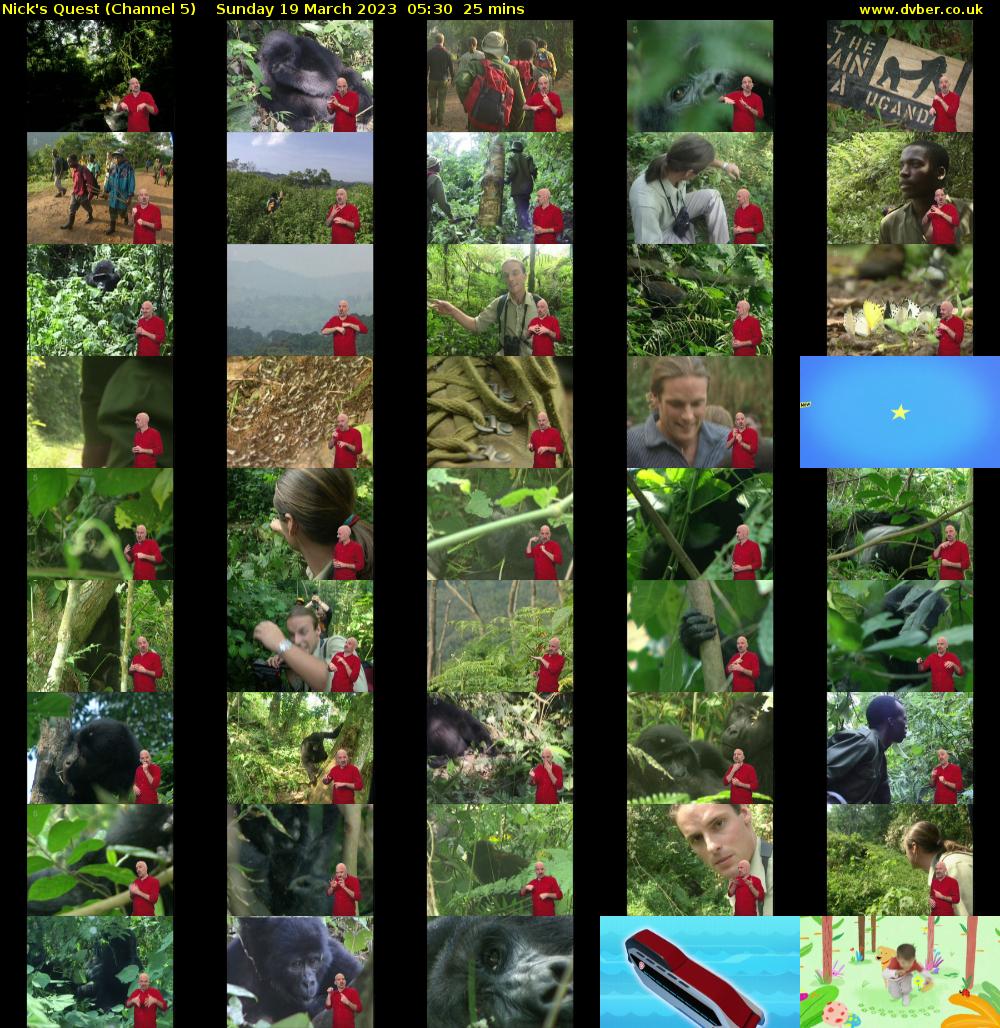 Nick's Quest (Channel 5) Sunday 19 March 2023 05:30 - 05:55