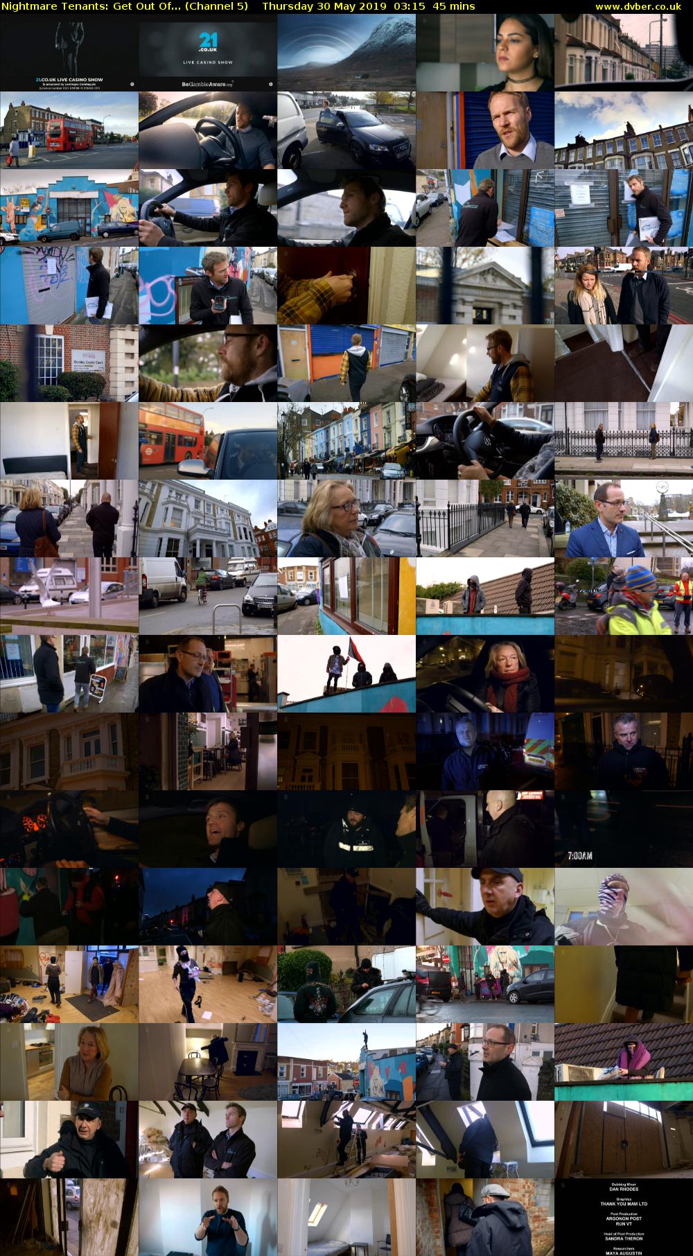 Nightmare Tenants: Get Out Of... (Channel 5) Thursday 30 May 2019 03:15 - 04:00