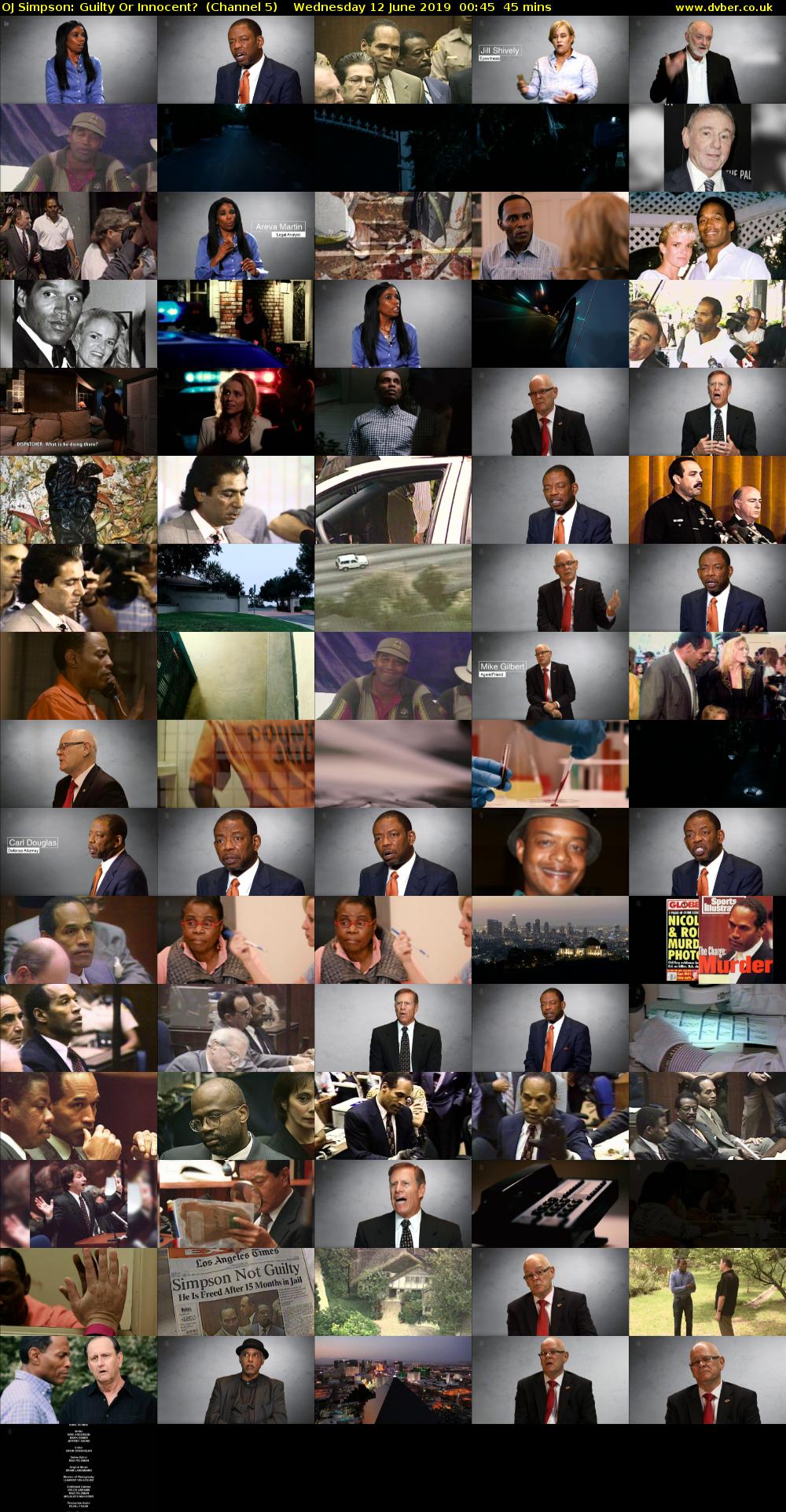 OJ Simpson: Guilty Or Innocent?  (Channel 5) Wednesday 12 June 2019 00:45 - 01:30