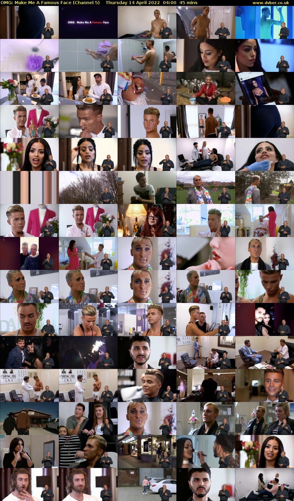 OMG: Make Me A Famous Face (Channel 5) Thursday 14 April 2022 04:00 - 04:45