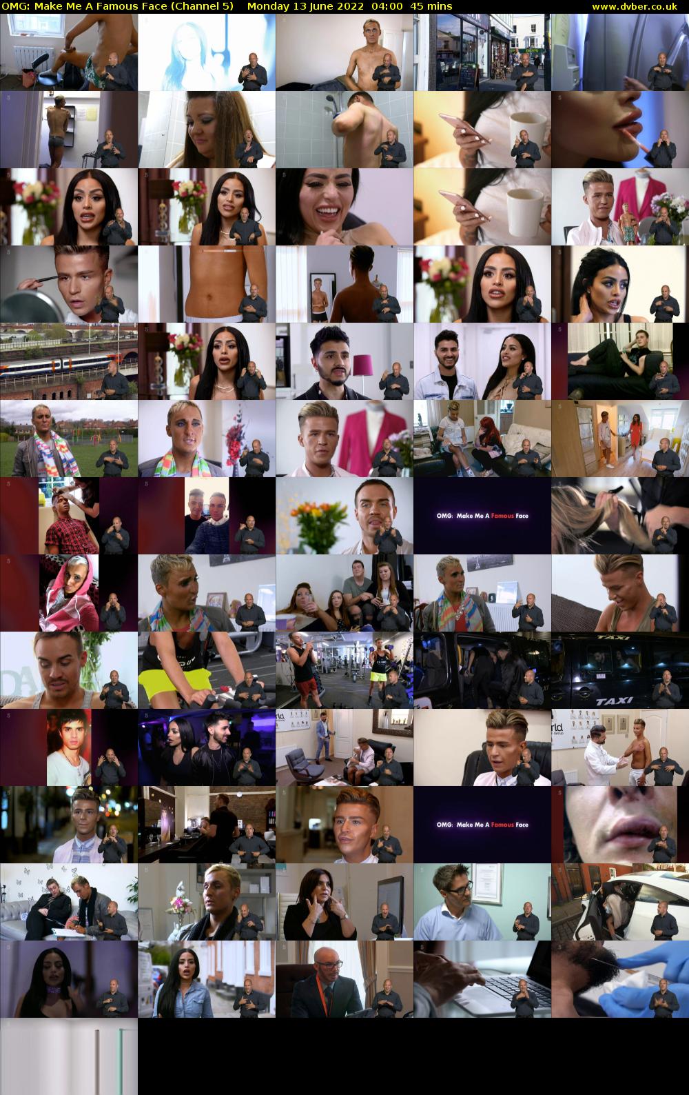 OMG: Make Me A Famous Face (Channel 5) Monday 13 June 2022 04:00 - 04:45