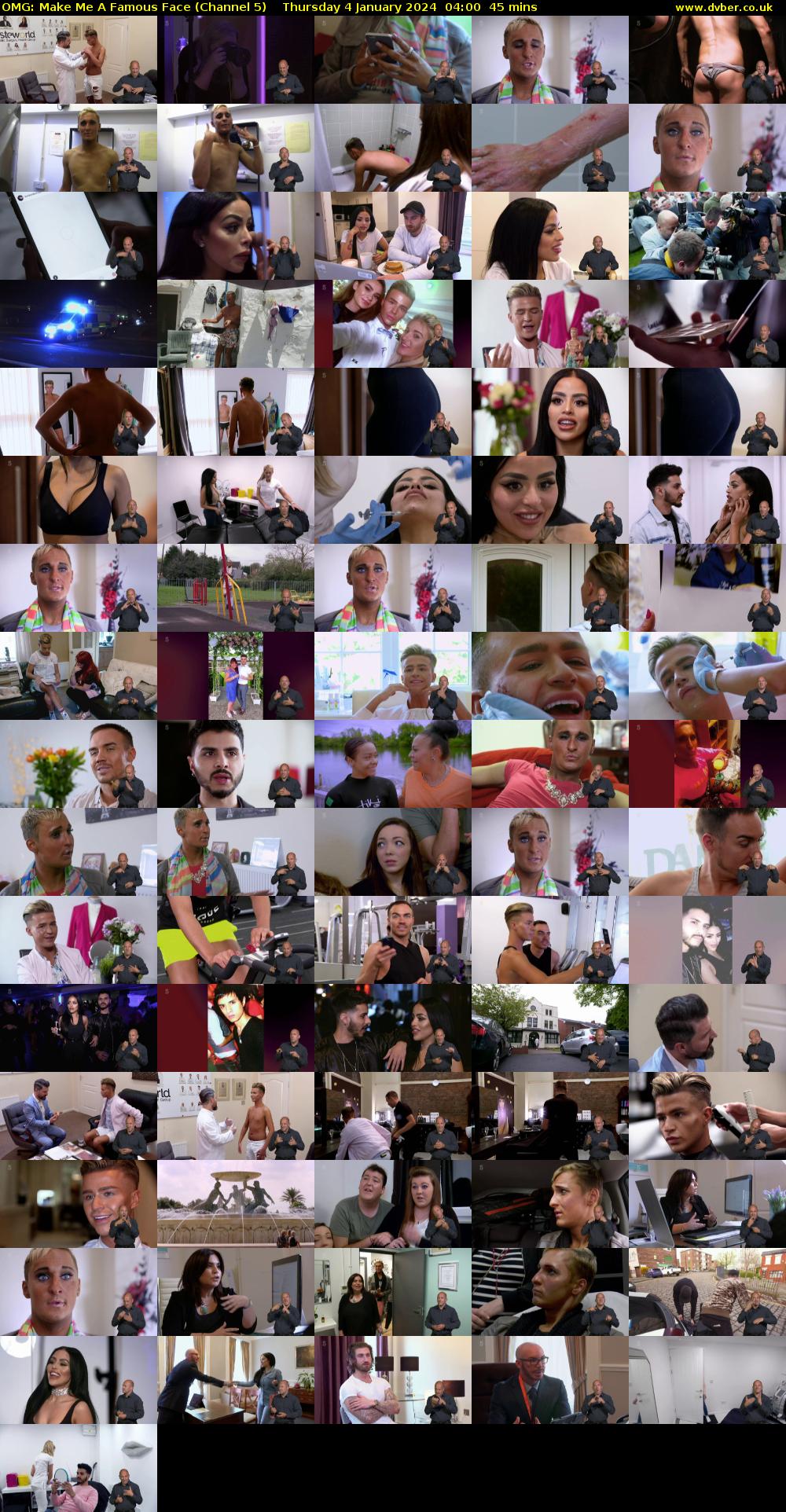 OMG: Make Me A Famous Face (Channel 5) Thursday 4 January 2024 04:00 - 04:45
