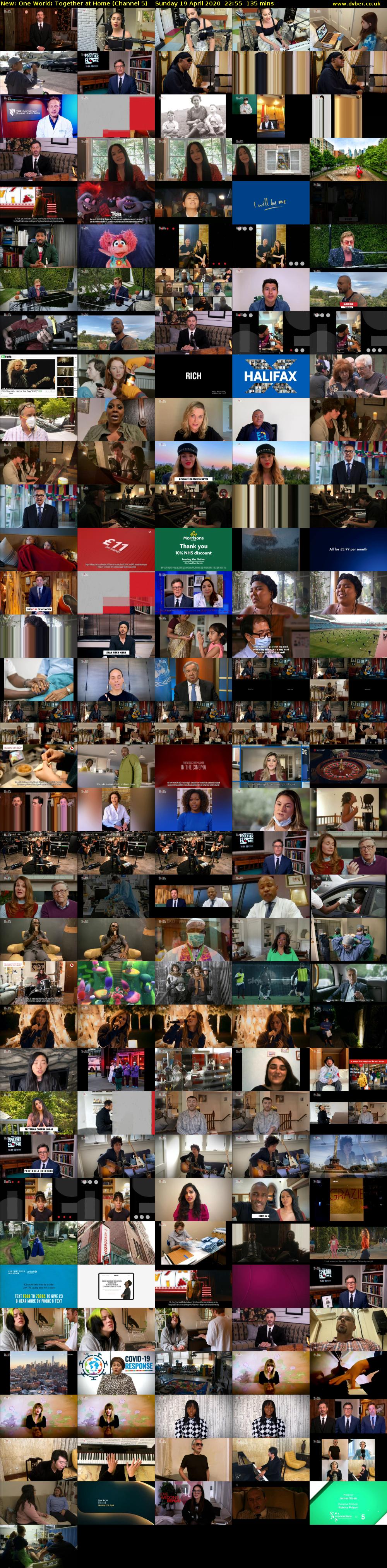 One World: Together at Home (Channel 5) Sunday 19 April 2020 22:55 - 01:10