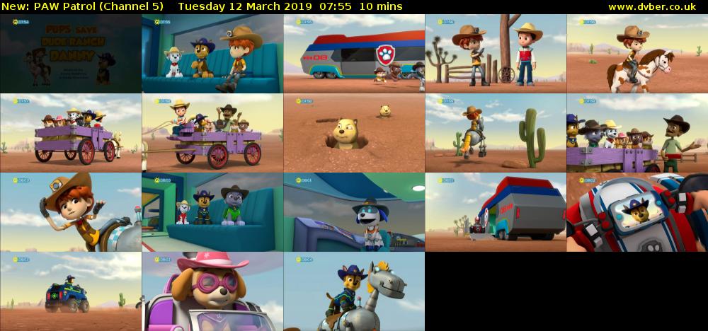 PAW Patrol (Channel 5) Tuesday 12 March 2019 07:55 - 08:05