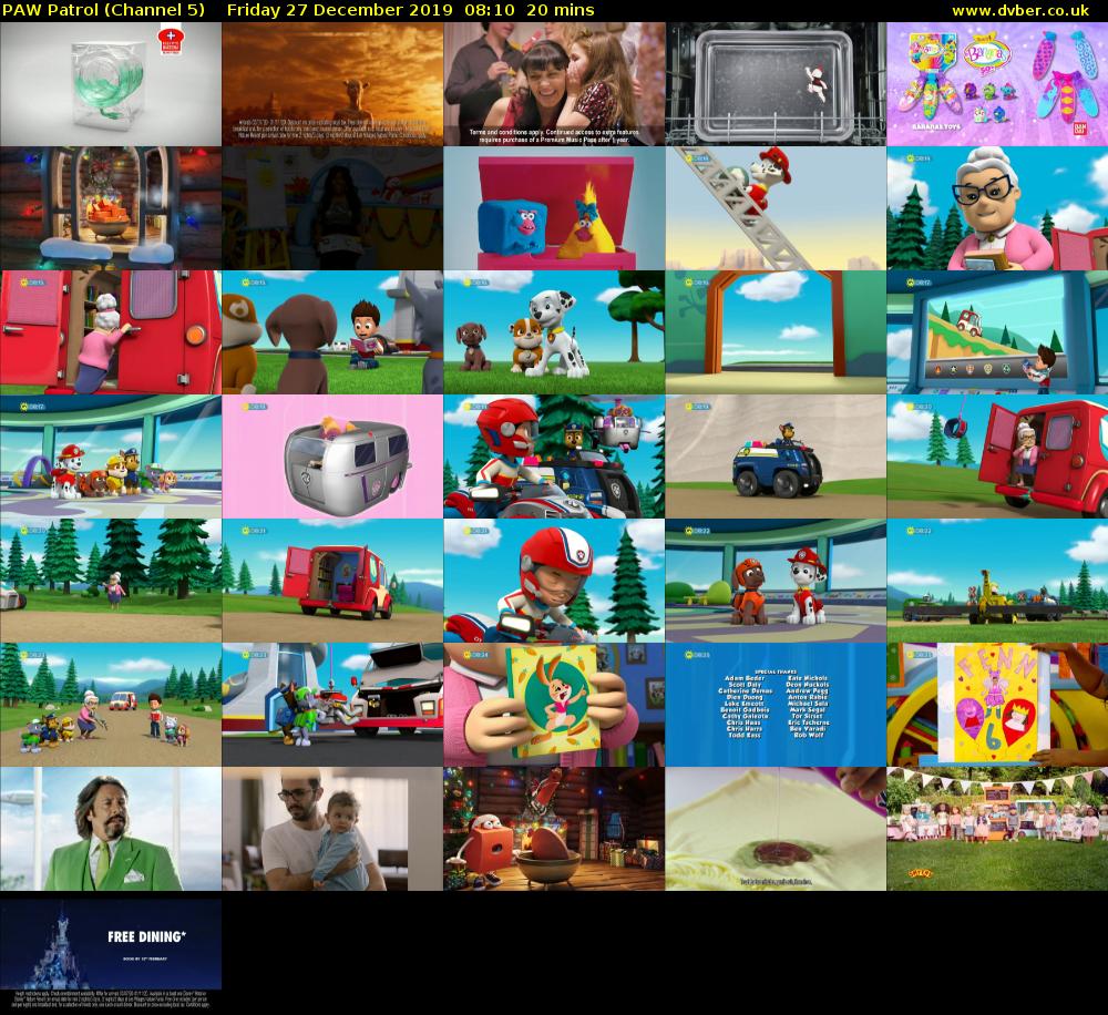 PAW Patrol (Channel 5) Friday 27 December 2019 08:10 - 08:30