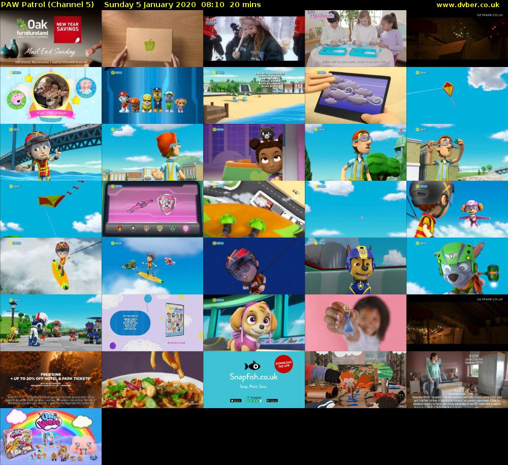 PAW Patrol (Channel 5) Sunday 5 January 2020 08:10 - 08:30