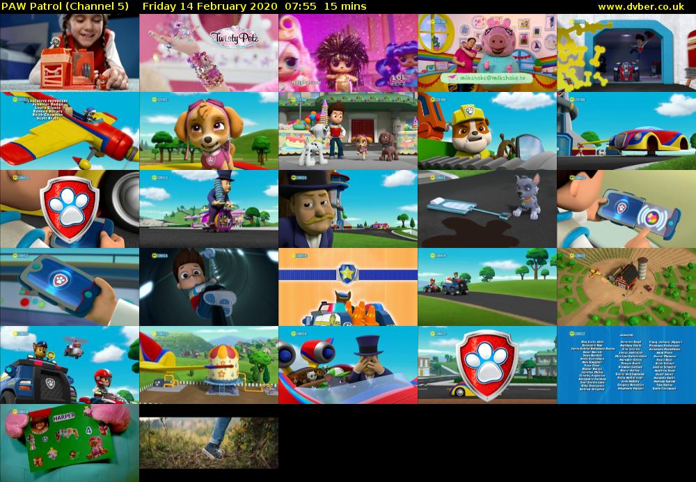 PAW Patrol (Channel 5) Friday 14 February 2020 07:55 - 08:10