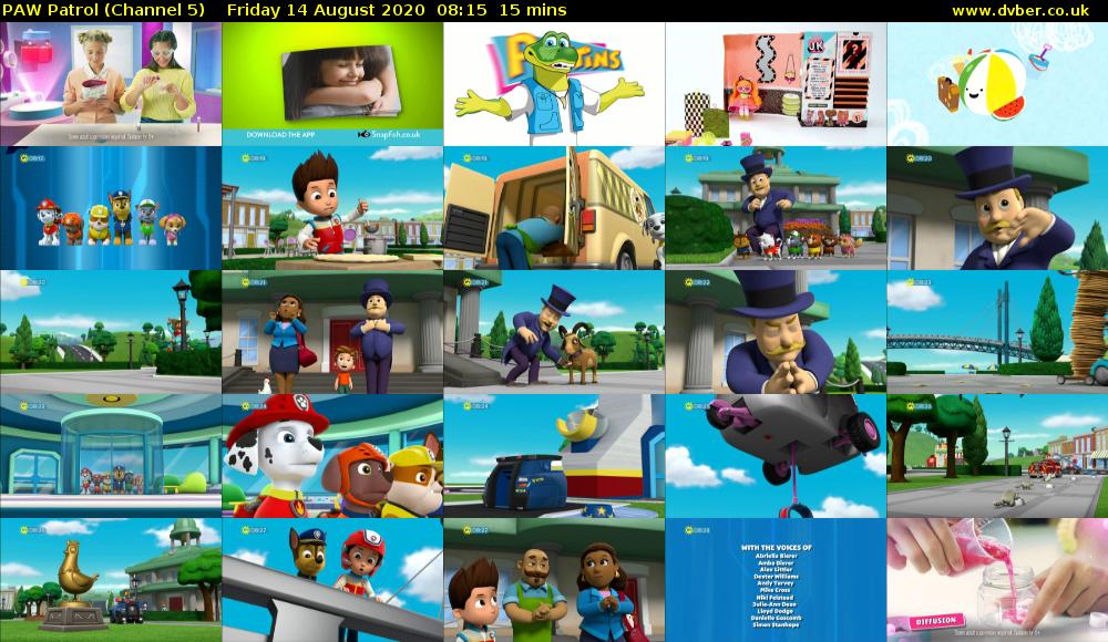 PAW Patrol (Channel 5) Friday 14 August 2020 08:15 - 08:30