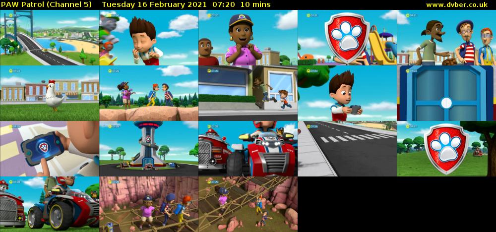 PAW Patrol (Channel 5) Tuesday 16 February 2021 07:20 - 07:30