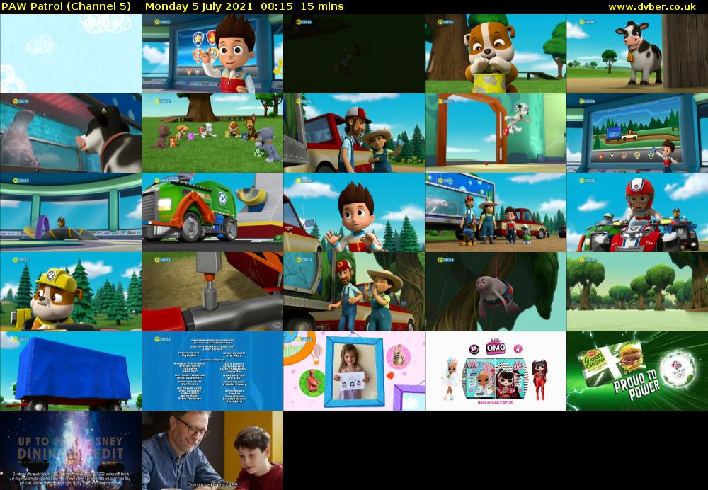 PAW Patrol (Channel 5) Monday 5 July 2021 08:15 - 08:30