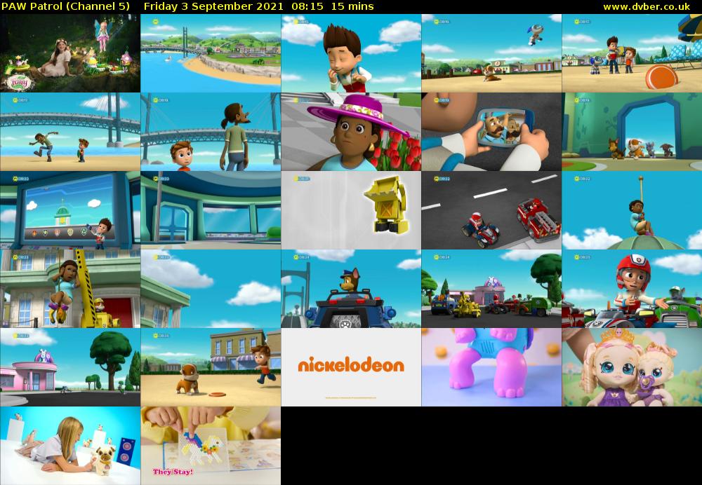 PAW Patrol (Channel 5) Friday 3 September 2021 08:15 - 08:30
