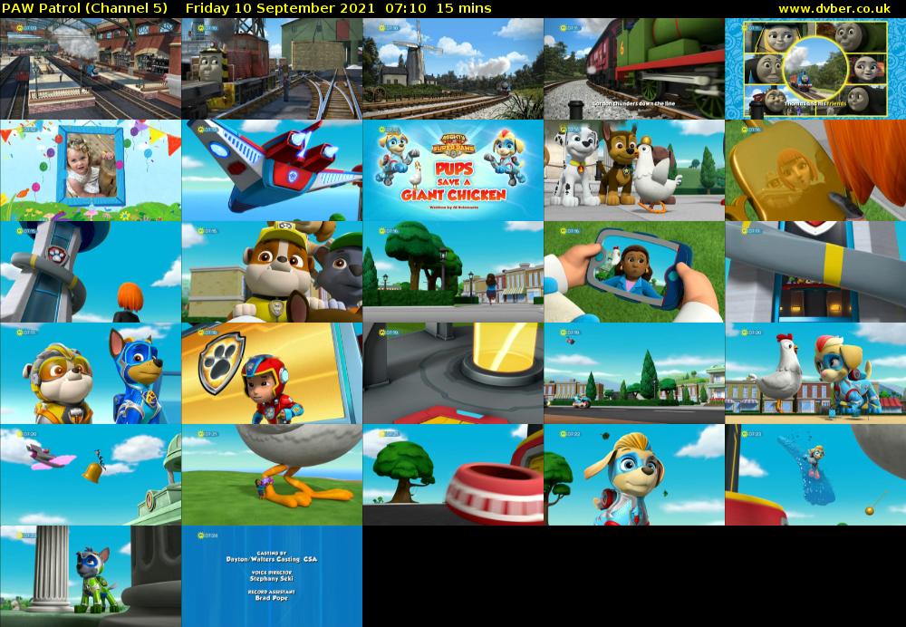 PAW Patrol (Channel 5) Friday 10 September 2021 07:10 - 07:25
