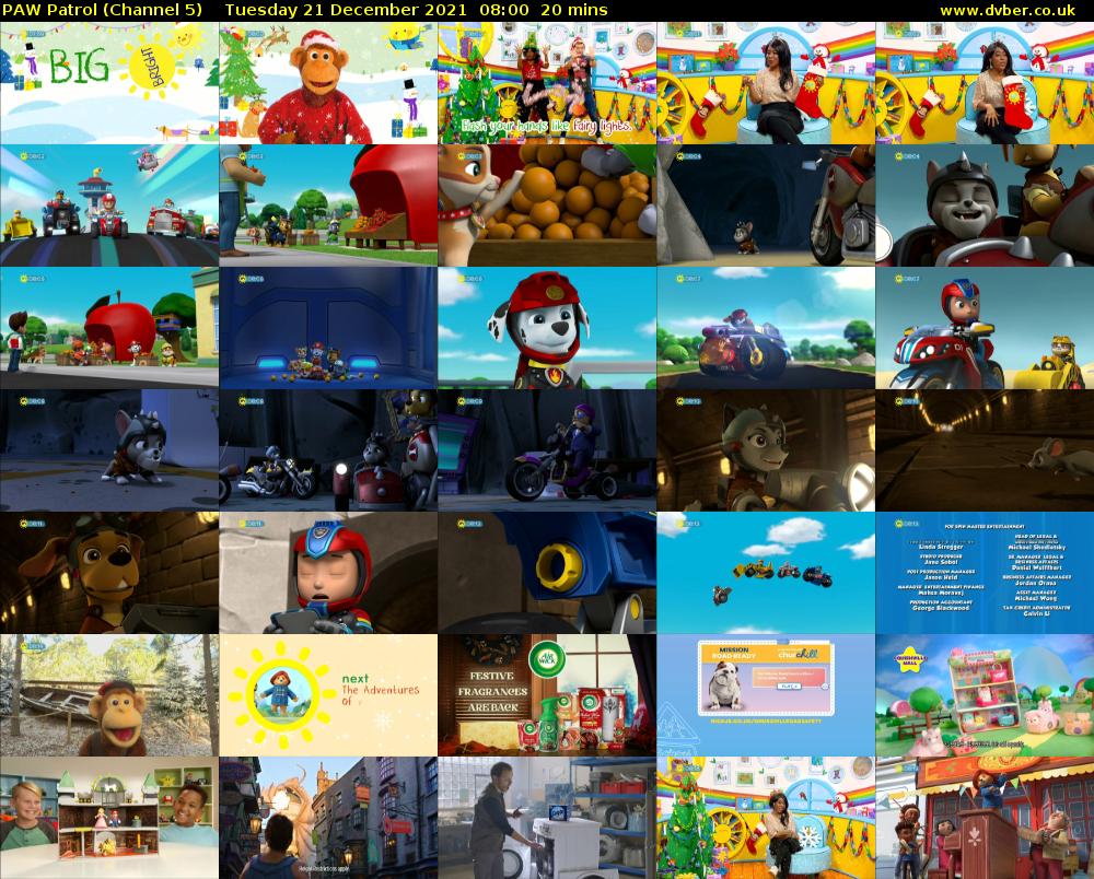 PAW Patrol (Channel 5) Tuesday 21 December 2021 08:00 - 08:20