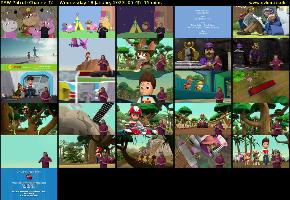 PAW Patrol (Channel 5) Wednesday 18 January 2023 05:45 - 06:00