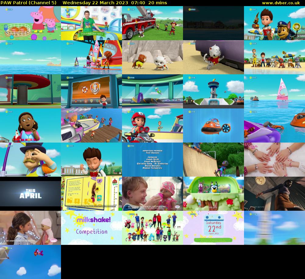 PAW Patrol (Channel 5) Wednesday 22 March 2023 07:40 - 08:00