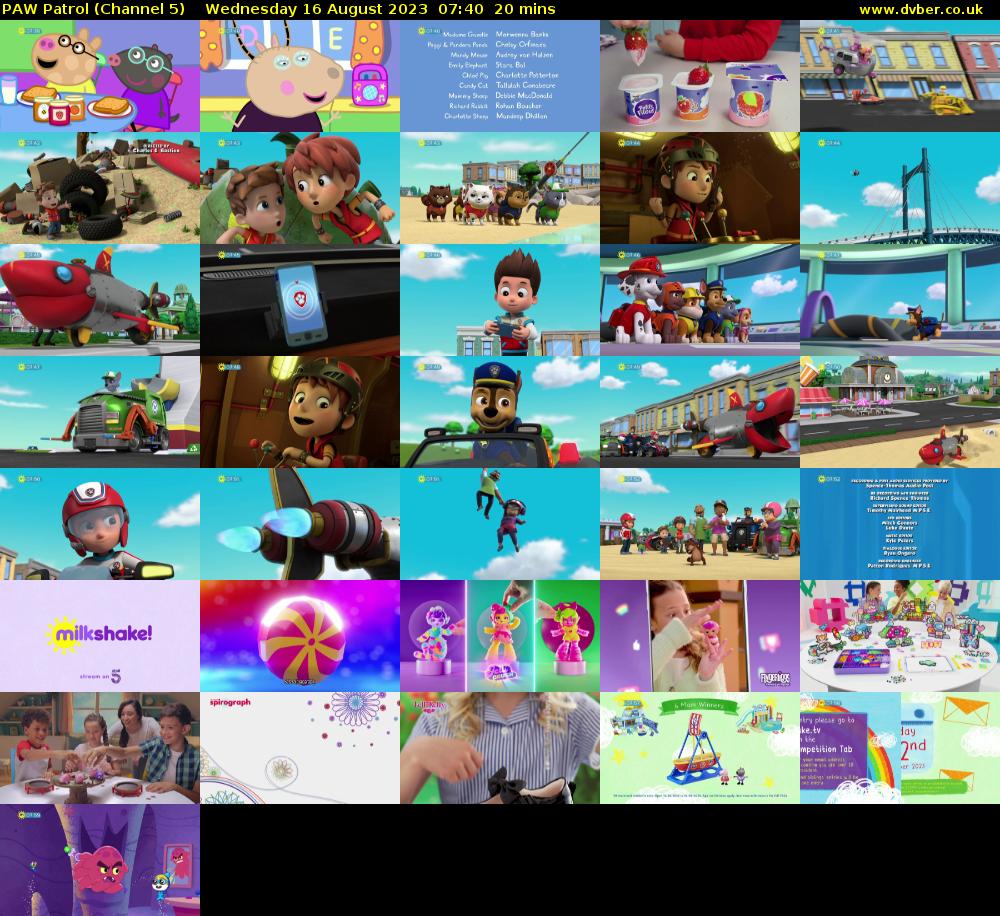 PAW Patrol (Channel 5) Wednesday 16 August 2023 07:40 - 08:00
