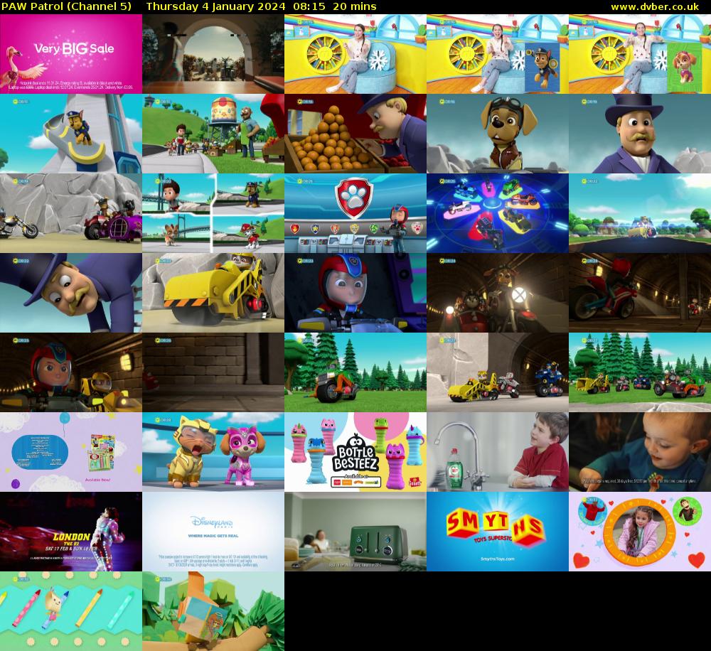 PAW Patrol (Channel 5) Thursday 4 January 2024 08:15 - 08:35